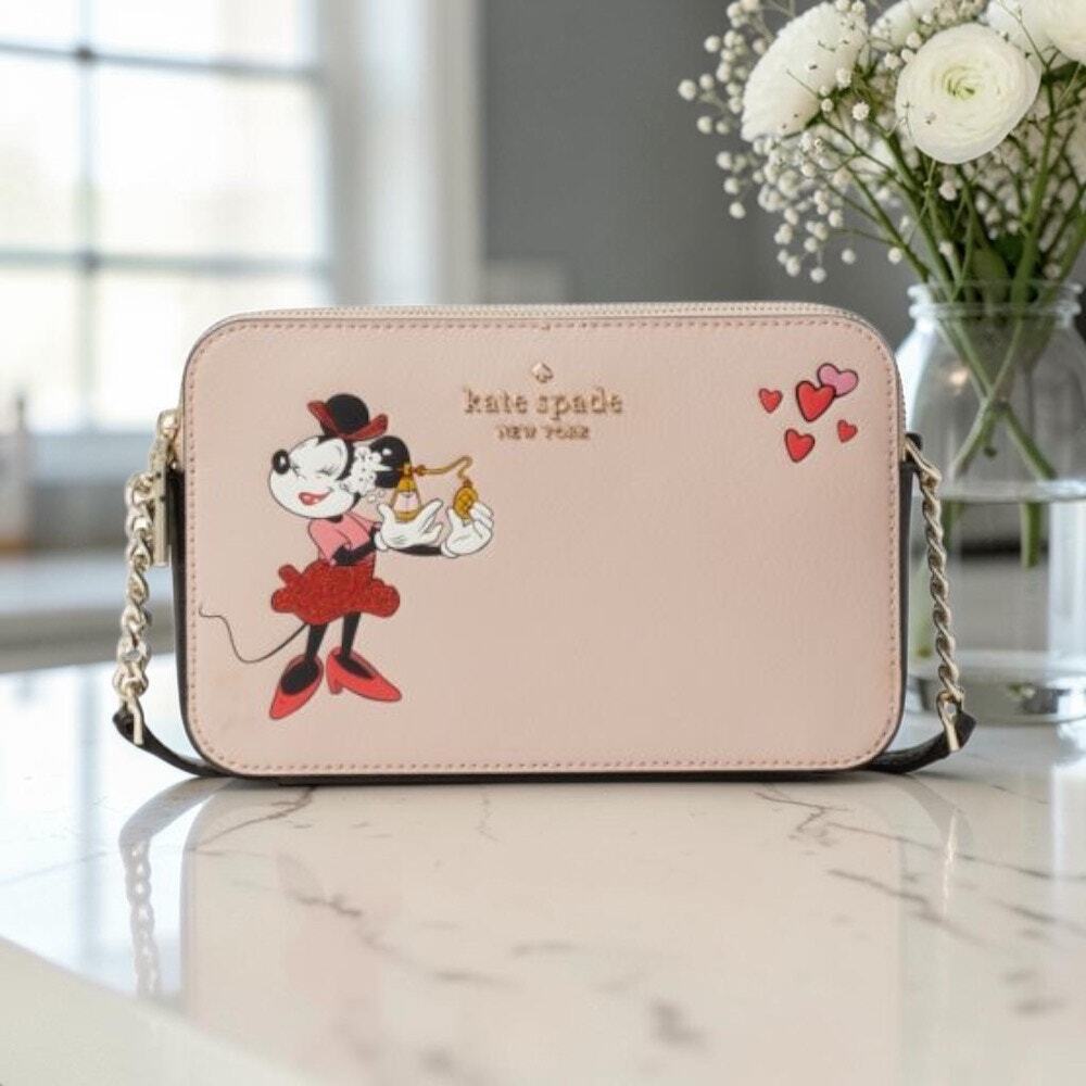 Kate Spade New York Disney Minnie Mouse Double Zip Crossbody Bag Leather NWT